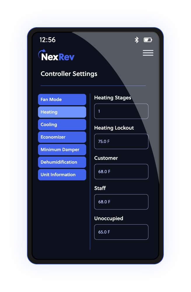 Smartphone showing Controller Settings